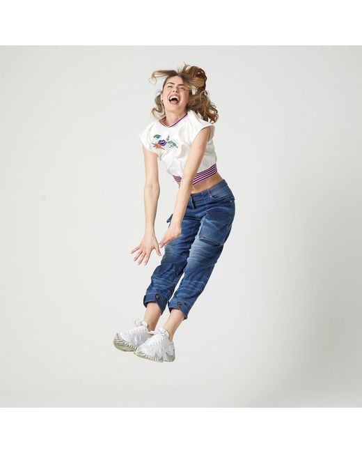Lalipop Design White Embroidered Motif Cropped Cotton T-Shirt