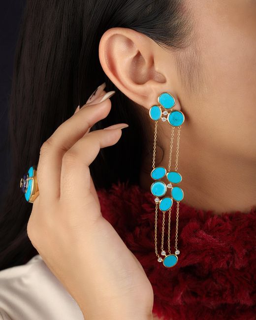 The Jewelz Blue Neutrals Nyra Disc Long Earrings