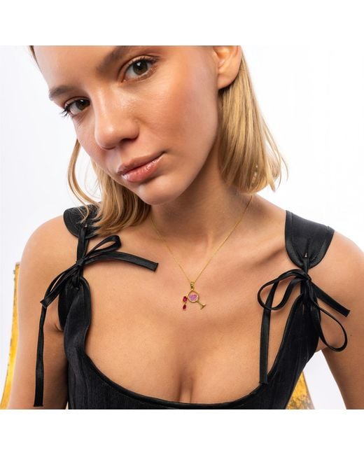 Spero London Metallic Wine Glass Sterling Necklace