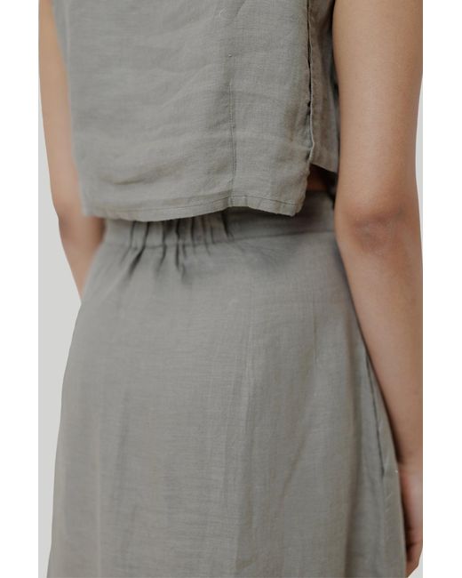 REISTOR Gray Overlap Midi Dark Skirt