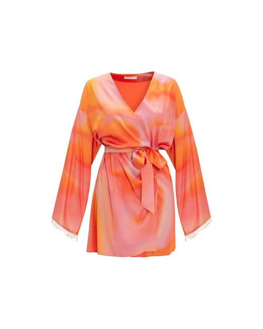 By Felizia Orange Victoria Robe Short Dress