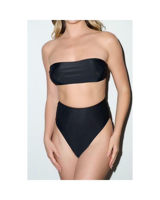 Playaluxe Black Strapless High Waist Bikini Set