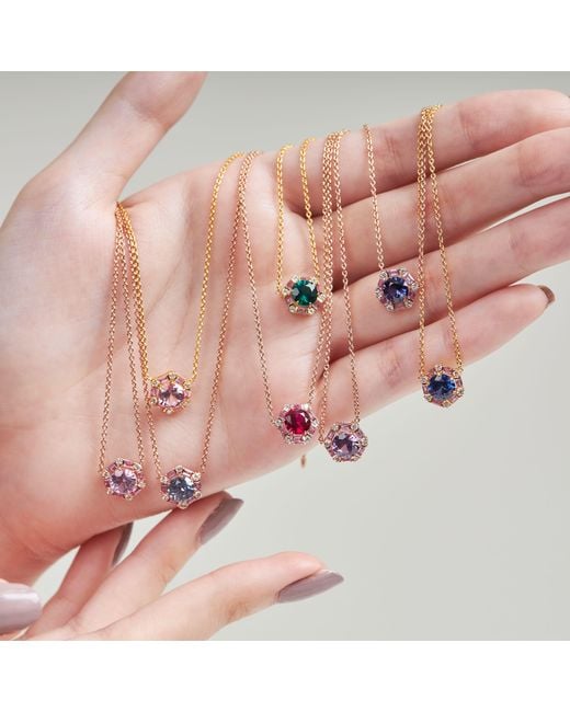 Juvetti Red Melba Necklace Set With Ruby, Sapphire & Diamond