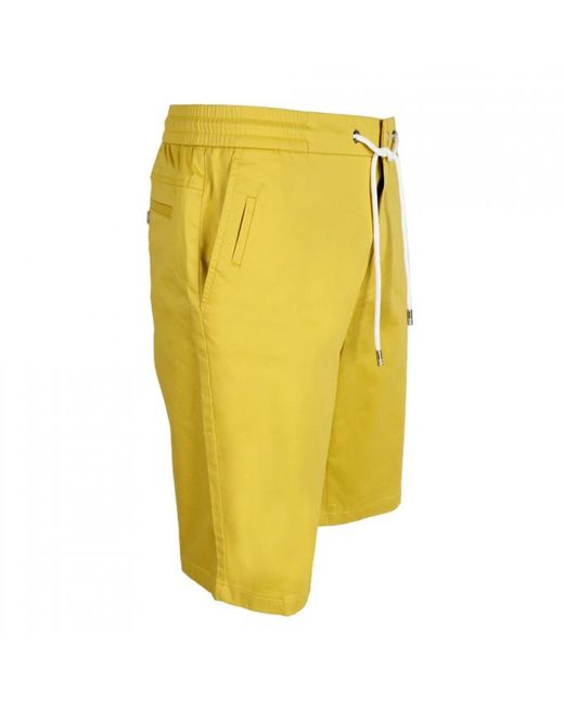DAVID WEJ Yellow Plain Drawstring Shorts – for men