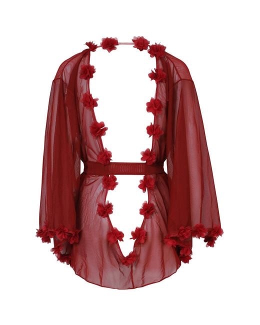 Belle -et-BonBon Red Fifi New Edition Backless Short Petal Kimono