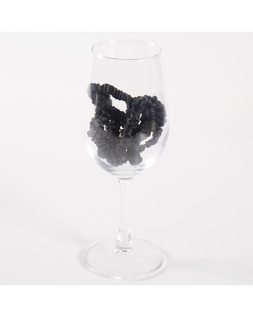 Soft Strokes Silk Black Pure Mulberry Silk Skinny Scrunchie Set Of Five