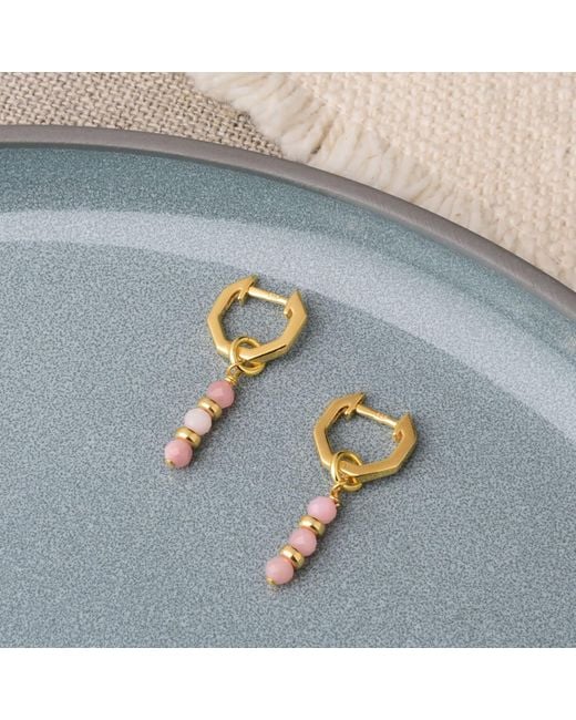 Nellou Jewellery Metallic Linear Huggie Birthstone Earrings October Plated Sterling