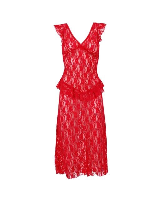 Love and Nostalgia Red The Summer Love Lace Midi Dress