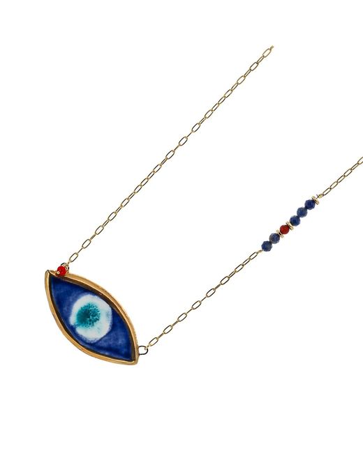 Ebru Jewelry Blue Handmade Ceramic Evil Eye Unique Necklace