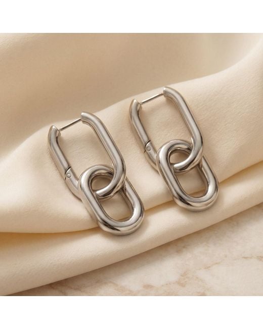 Harfi White Convertible Paperclip Drop Earrings