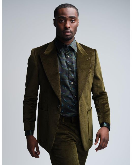 Gresham Blake Green Midnight Snakes Silk Shirt for men