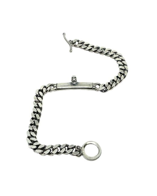 Tg-Jewellery by Tamara Gervasio Metallic Skull Plate Bracelet – Sterling, Handmade Curb Chain, T-Bar Clasp for men