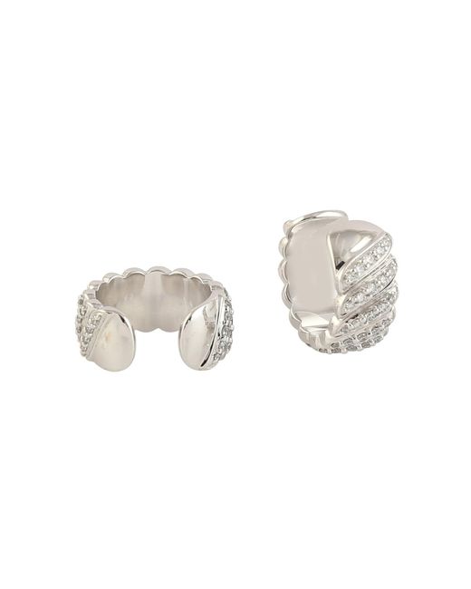 Artisan Metallic Diamond Ribbed Cuff Earrings