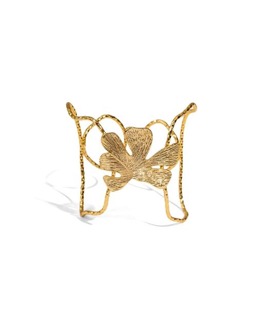 Ebru Jewelry Metallic Eternal Leaves Arm & Cuff Bracelet
