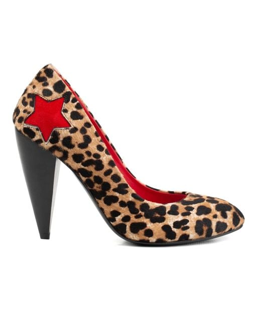 Rosamund Muir London Red Neutrals India Leopard Print Calf Hair With Star Heels