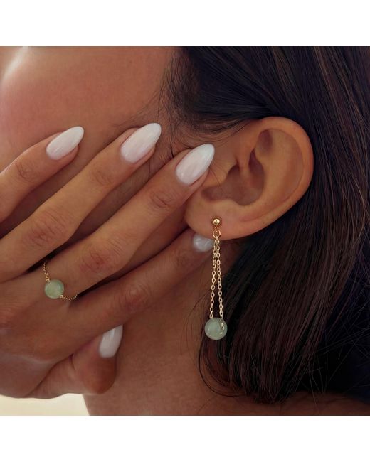 seree Multicolor Libra Skinny Gold Chain Jade Ring