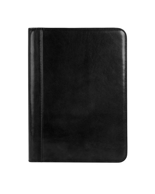 Time Resistance Black Leather Documents Folder Organizer