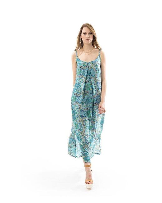 Conquista Blue Maxi Dress With Side Slits