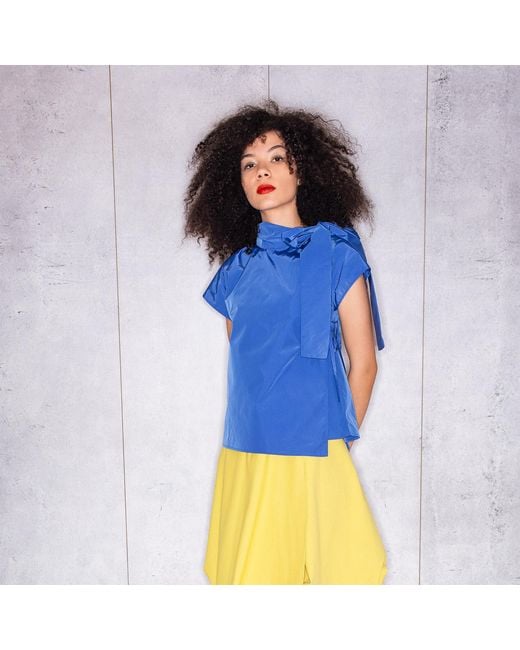 Bianca Popp Blue Halves Blouse With Shoulder Ribbon