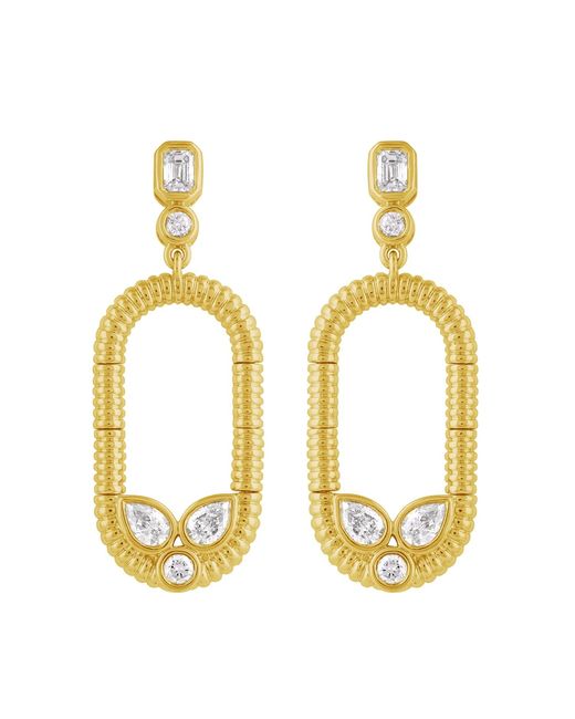 Artisan Metallic Mixed Diamond Oval Drop Earrings