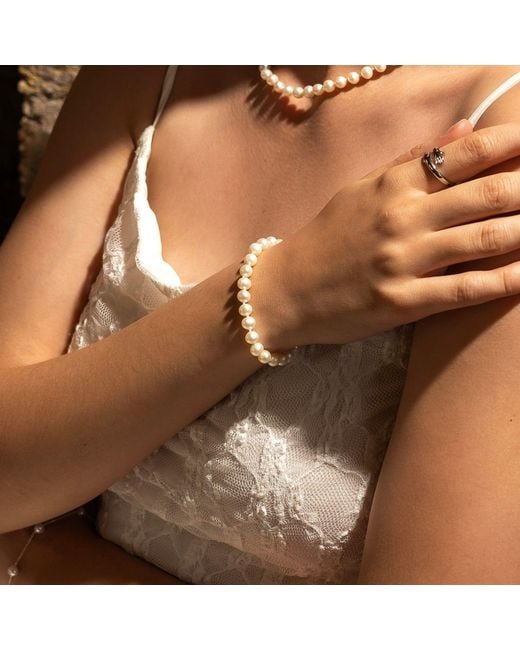 Spero London Metallic Large Natural Freshwater Pearl Strand Bracelet