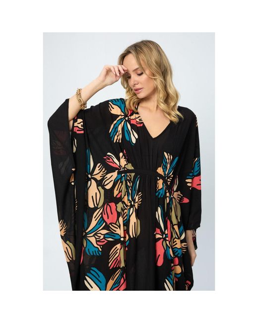 Saachi Black Tropical Sun Kaftan