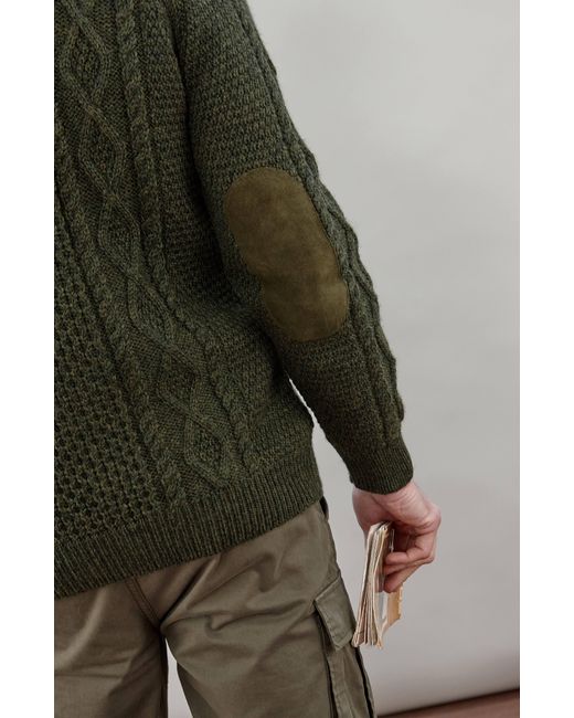 Paul James Knitwear Green Chunky Merino Wool Archiee Shooting Jumper for men