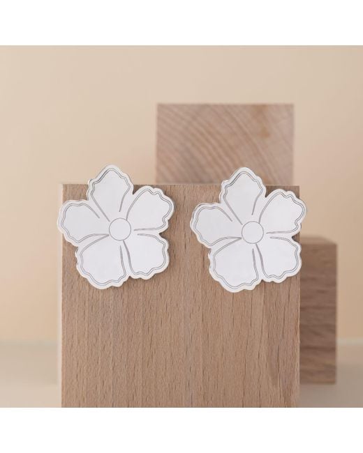 Silver Moon White Sterling Earrings – Petals