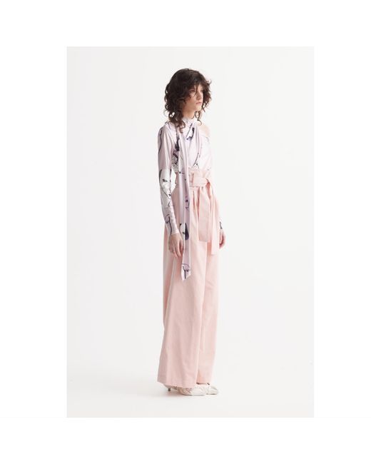 Julia Allert Pink Velvet High Waist Trousers
