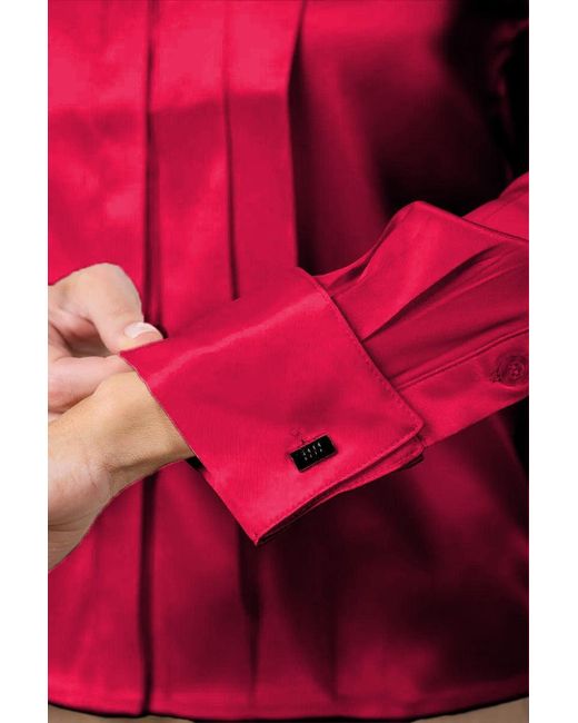 Madison / Savile Red Rose Regent Pleated Satin French Cuff
