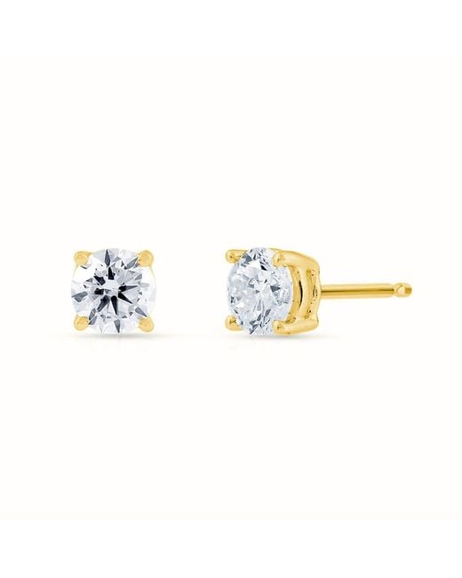 AVJD NEW YORK Metallic Solid Round Lab Grown Diamond One Carat Total Weight Stud Earrings