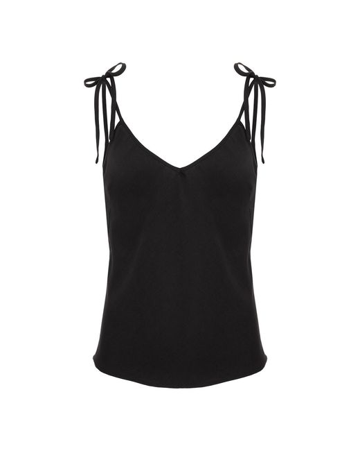 concept A trois Black Viscose Thin Strap Tank Top