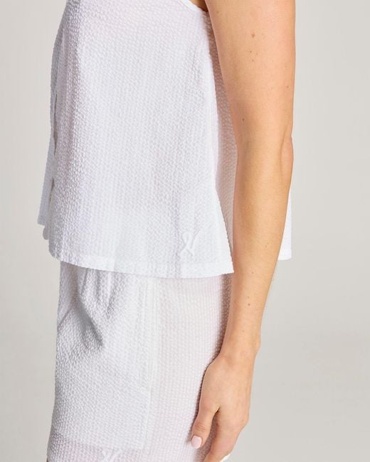 Nudea White Seersucker Button Cami