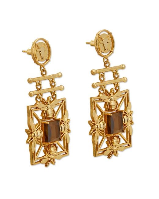 Dhwani Bansal Metallic Mori Earrings With Quartz Glass Gems