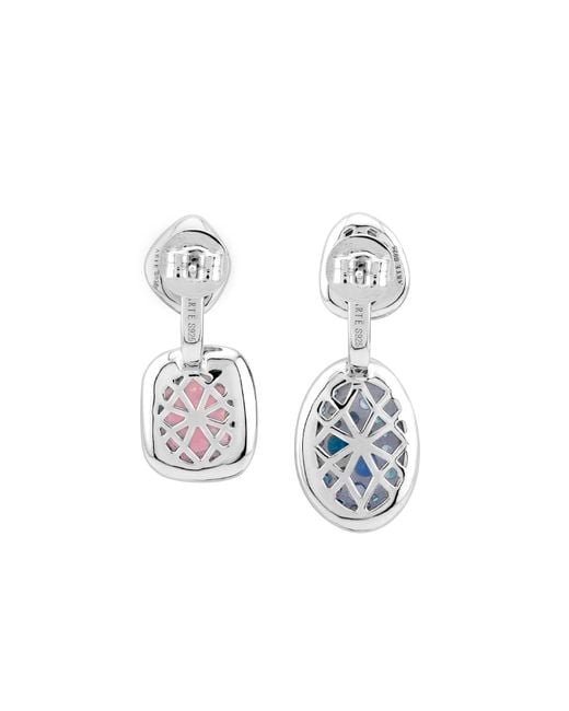 Arte Madrid Blue Sierra Pavé Contour Convertible Stud Earrings With Drop Pendants