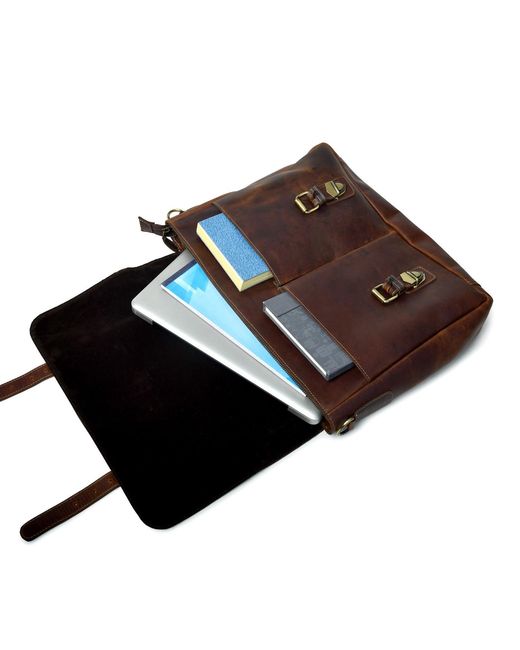 Dötch Leather Brown Abai Leather Messenger Laptop Bag for men
