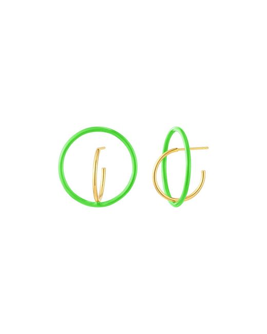 Gold & Honey Green Floating Enamel Earrings