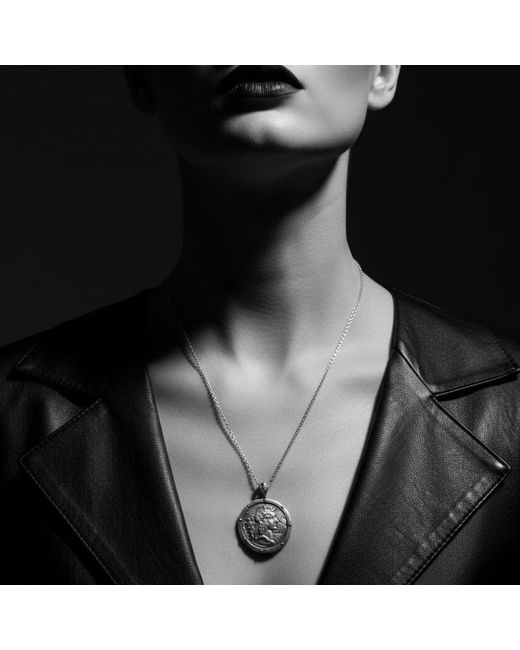 Tg-Jewellery by Tamara Gervasio Metallic Ancient Replica Coin Pendant Necklace – Hand-Carved Sterling