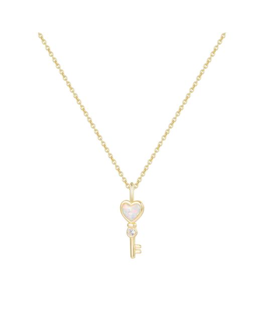 KAMARIA Metallic Opal Key Heart Charm Necklace