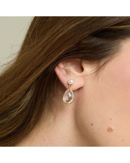 Pearls of the Orient Online Metallic Clara Cultured Freshwater Pearl & Rose Quartz Drop Earrings
