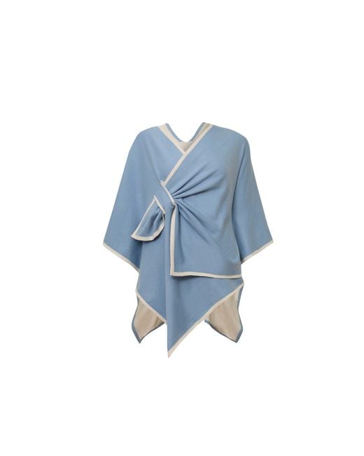 James Lakeland Blue Pale Front Knot Poncho