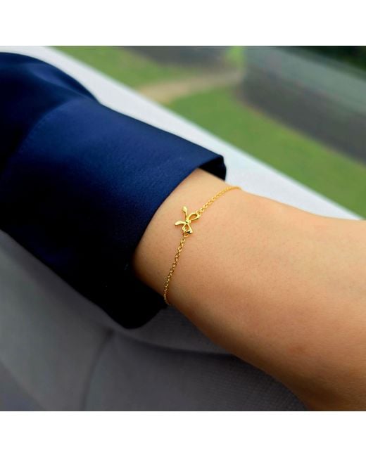 Harfi Metallic Dainty Bow Tie Bowknot Plated Charm Bracelet
