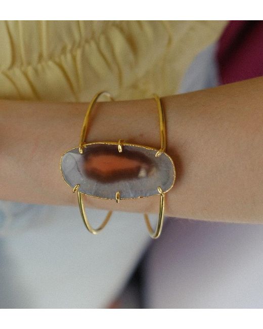YAA YAA LONDON Metallic Caramel Gemstone Summer Love Cuff Bracelet