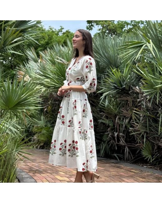 Pick Happy White Botanica Maxi Cotton Dress Rouge