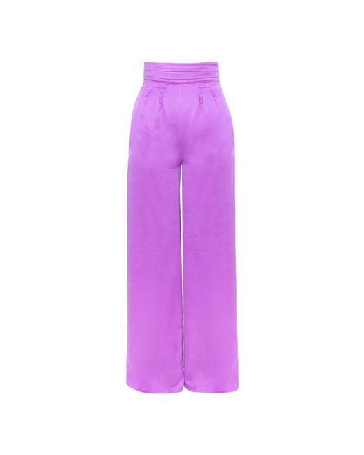 AVENUE No.29 Purple Satin High Rise Wide Leg Trousers