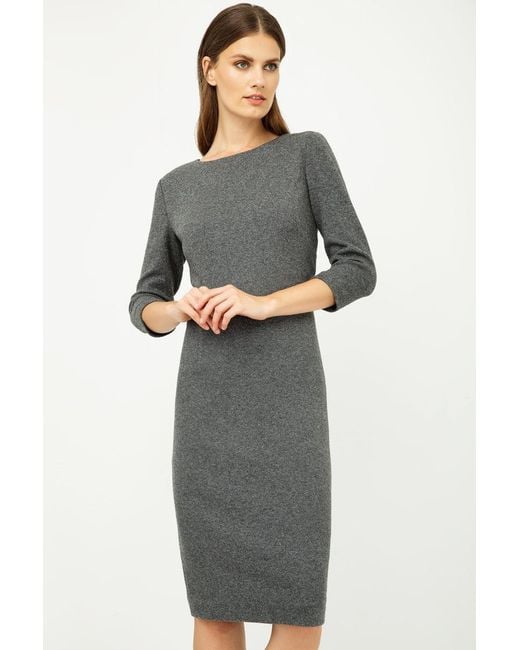Conquista Gray Fitted Knit Dress
