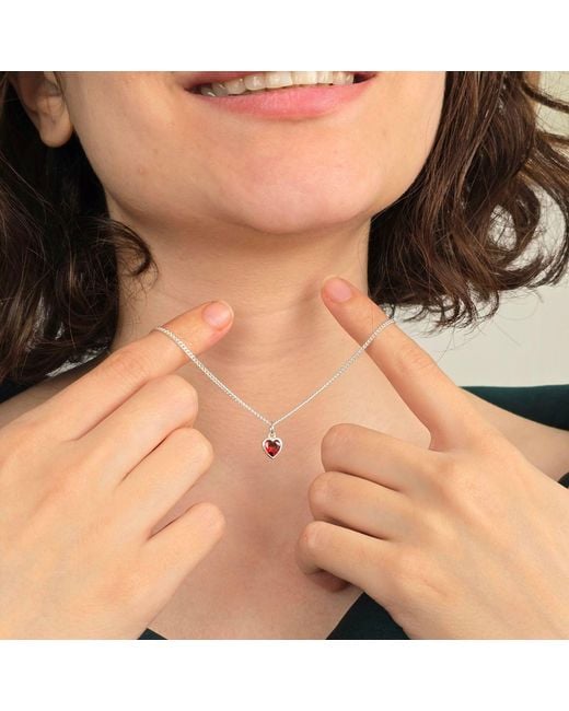Harfi Pink Mini Heart Garnet January Birthstone Necklace