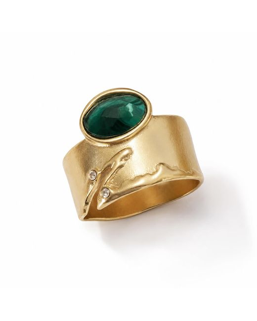 Rare Matters Jewelry Metallic Brilliance Malachite Gemstone Statement Ring