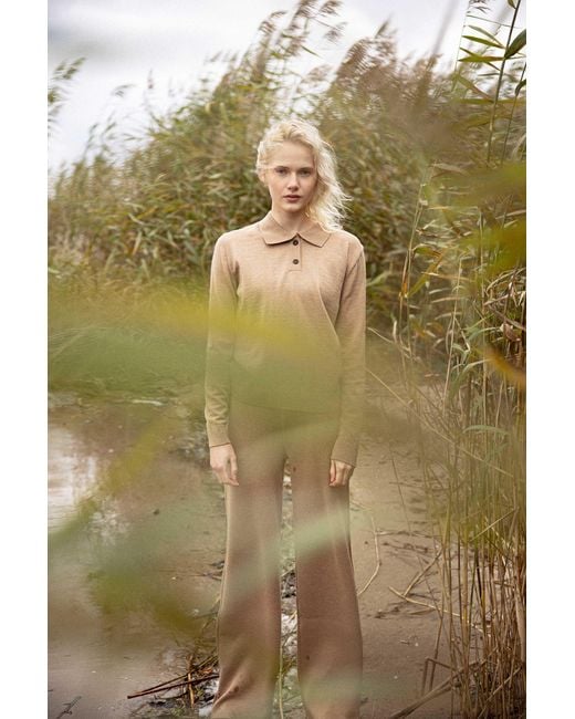 SALANIDA Natural Neutrals Galante 100% Merino Polo Top