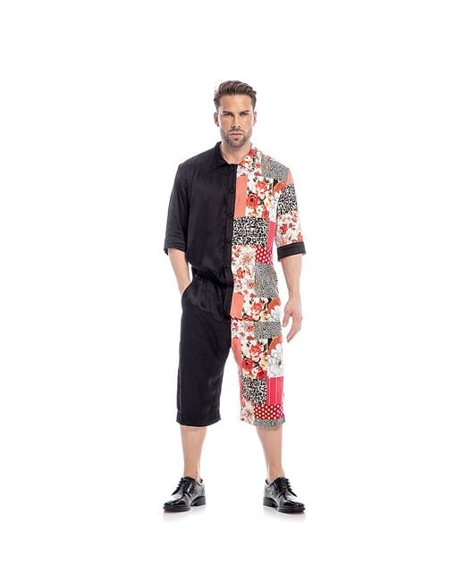 Maison Bogomil Black Pants With Patchwork Print for men
